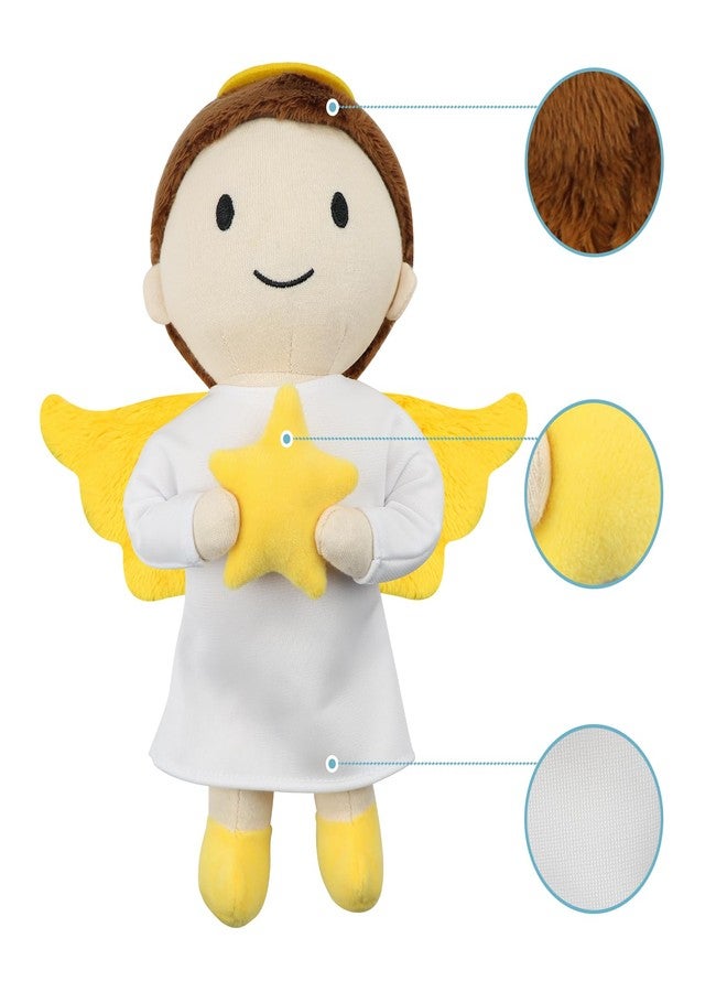 free-space Angel Plush Doll Boy/Girl Baptism Gifts Guardian Angel Doll Toy (Boy) - Image 3